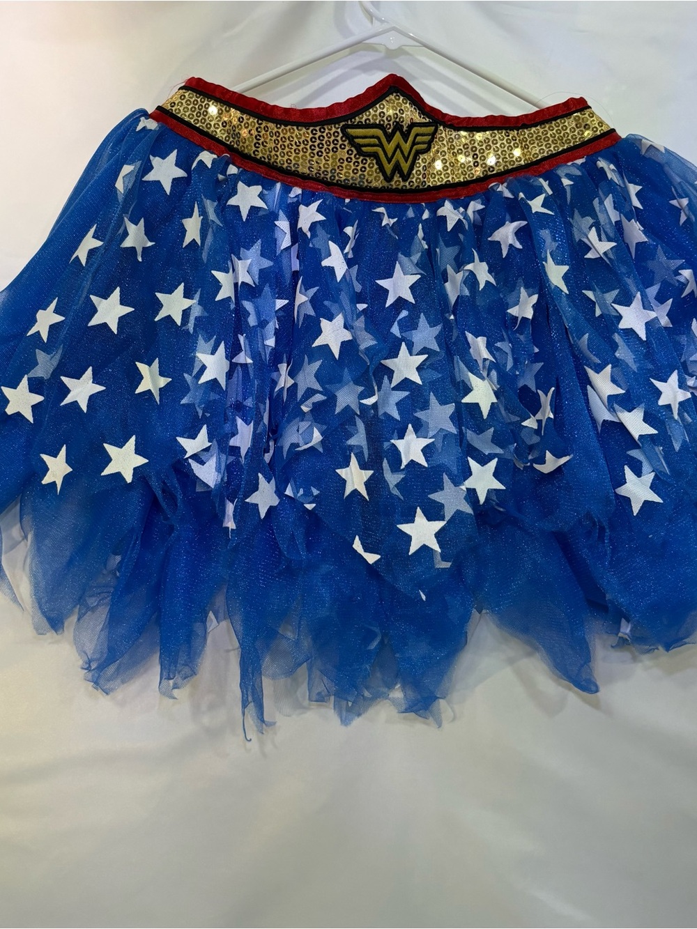 DC Comics Wonder Woman Blue Star Tulle Skirt with Gold Waistband